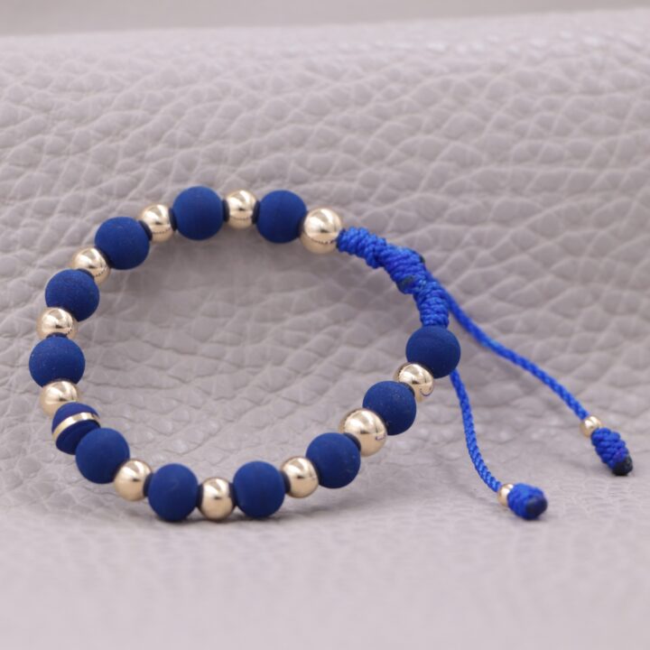 Brazalete Azul Balín Oro Laminado 18K