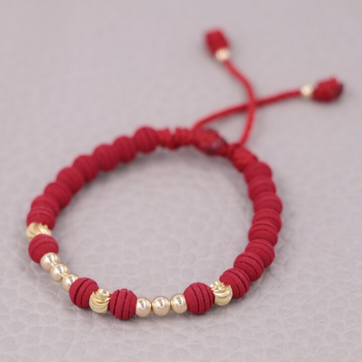 Brazalete Rojo Balín Oro Laminado 18K