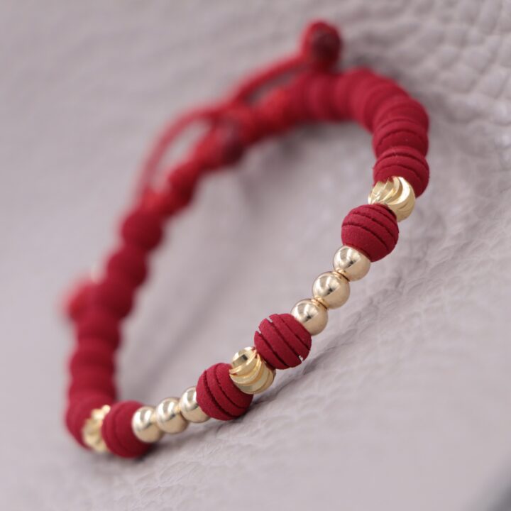 Brazalete Rojo Balín Oro Laminado 18K