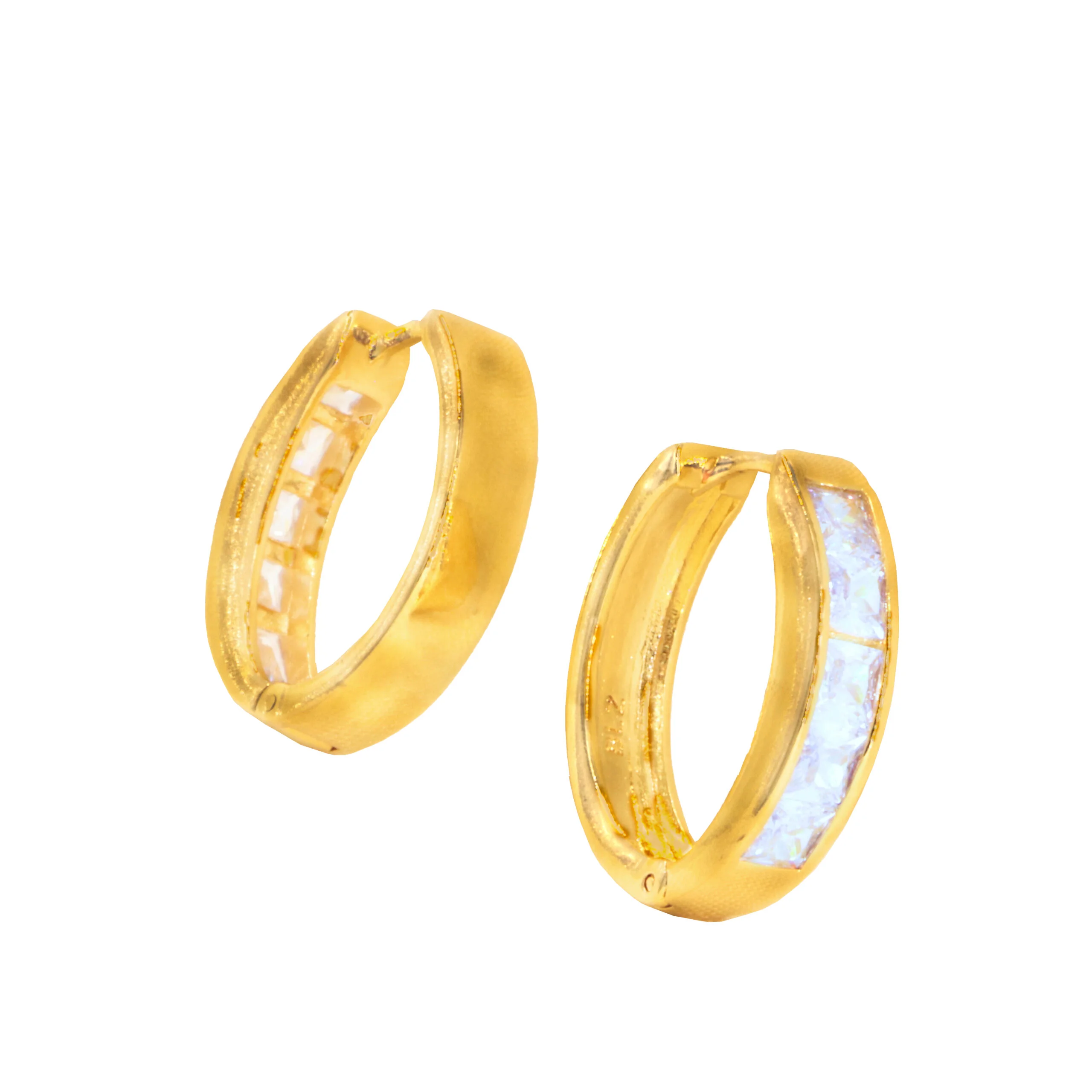 Arete Candonga Presión Ancha Oro Laminado 18k