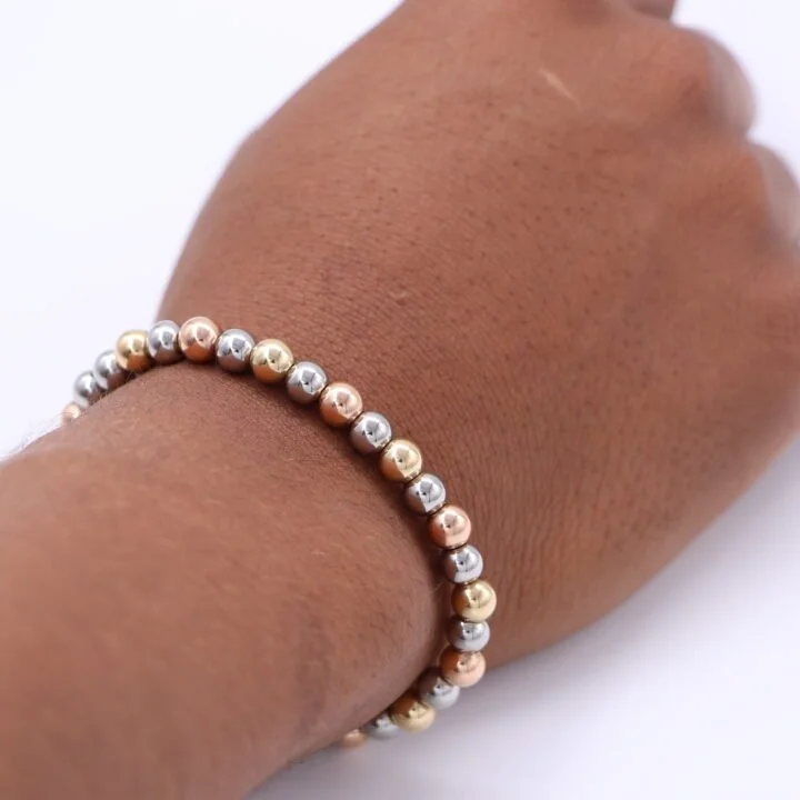 Brazalete tres oros balín oro laminado 18k
