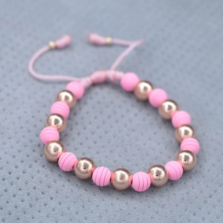 Brazalete balín rosado oro laminado 18k