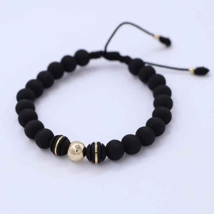 Brazalete negro balín oro laminado 18k