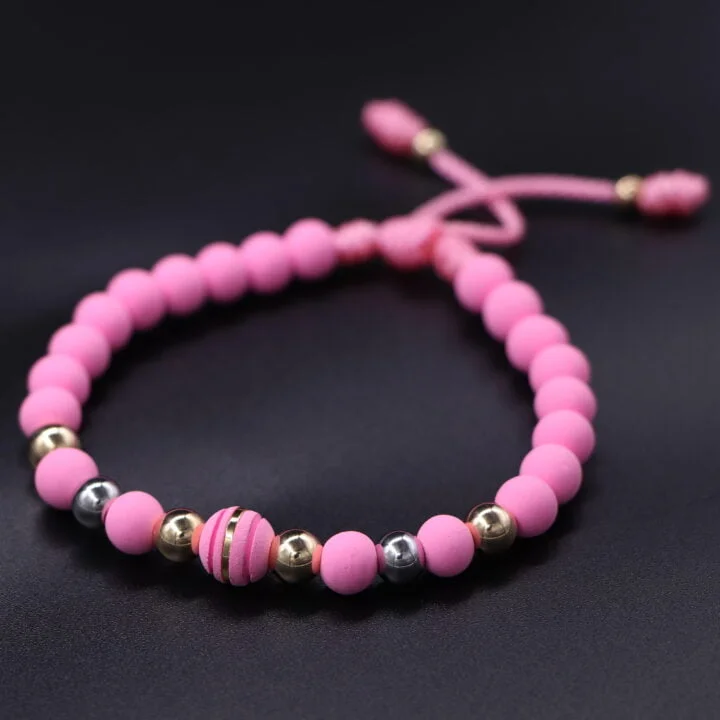Brazalete dos oros rosada balín oro laminado 18k