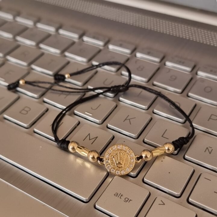 Brazalete herraje corona Rolex balín oro laminado 18k