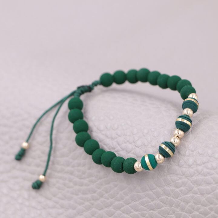 Brazalete Verde Balín Oro Laminado 18K