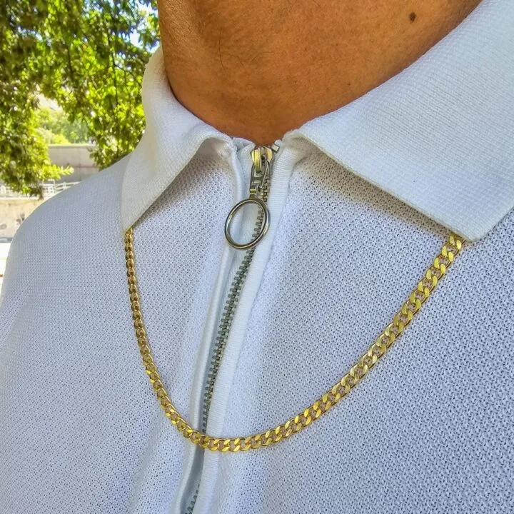 Cadena tejido cubana gruesa oro laminado 18k