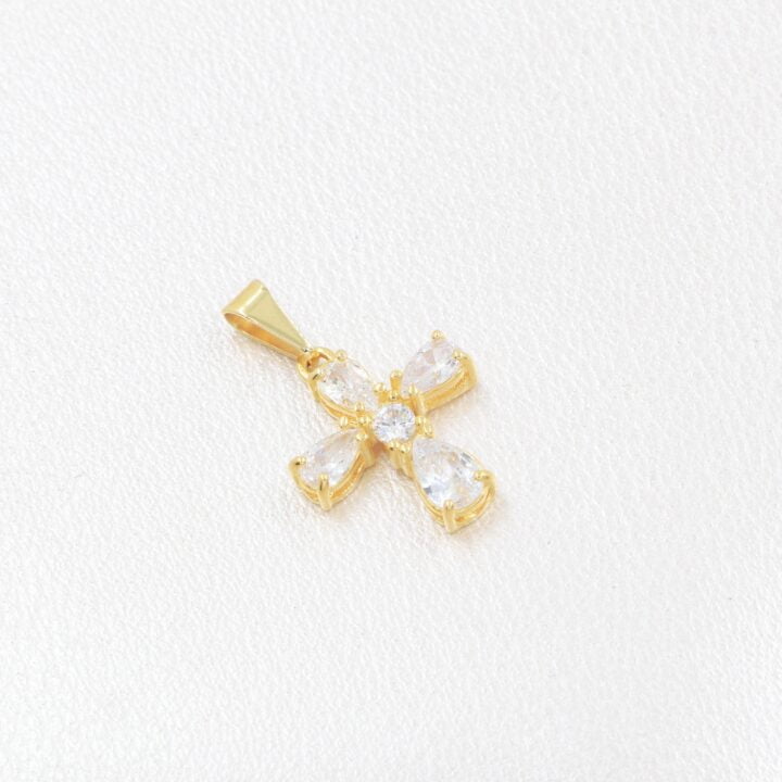 Colgante cruz swarovski pequeña oro laminado 18k