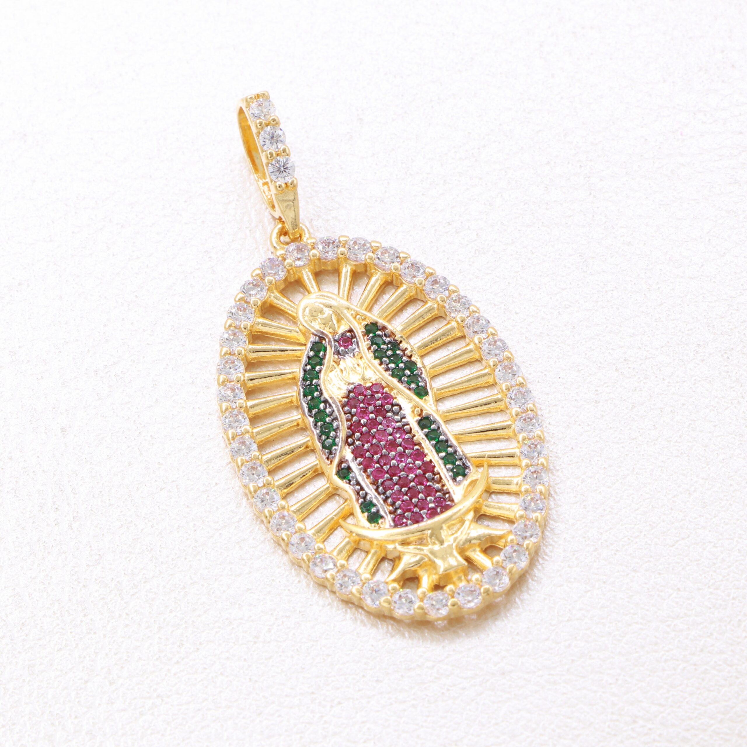 Colgante virgen Guadalupe swarovski grande oro laminado 18