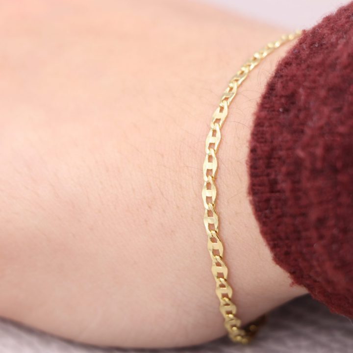 Pulsera tejido dos en uno oro laminado 18k - Imagen 3