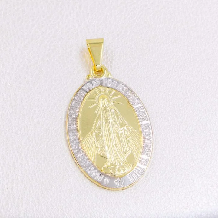 Colgante virgen milagrosa grande oro laminado 18k