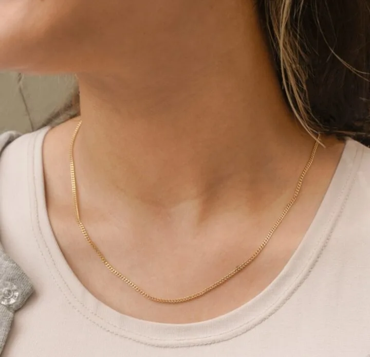 Cadena cubana delgada oro laminado 18k - Imagen 2