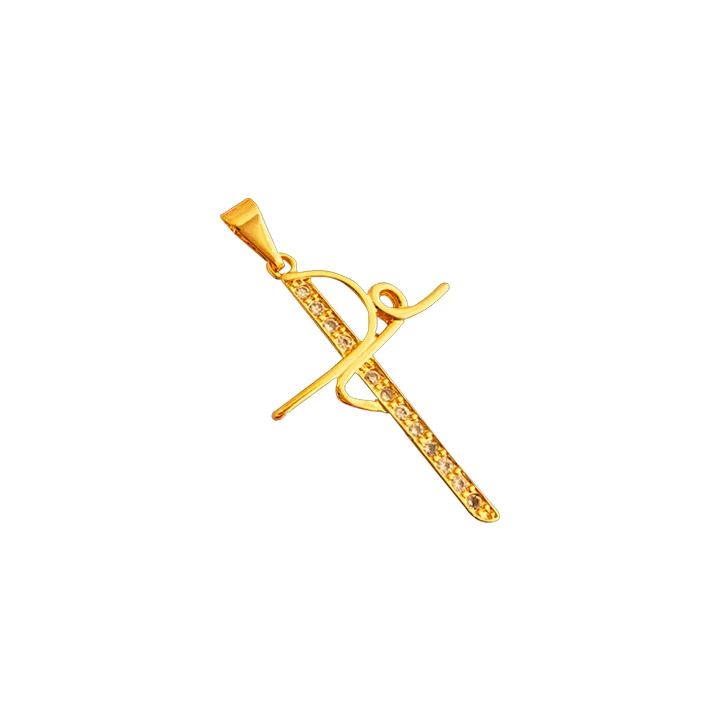 Colgante cruz fe grande oro laminado 18k