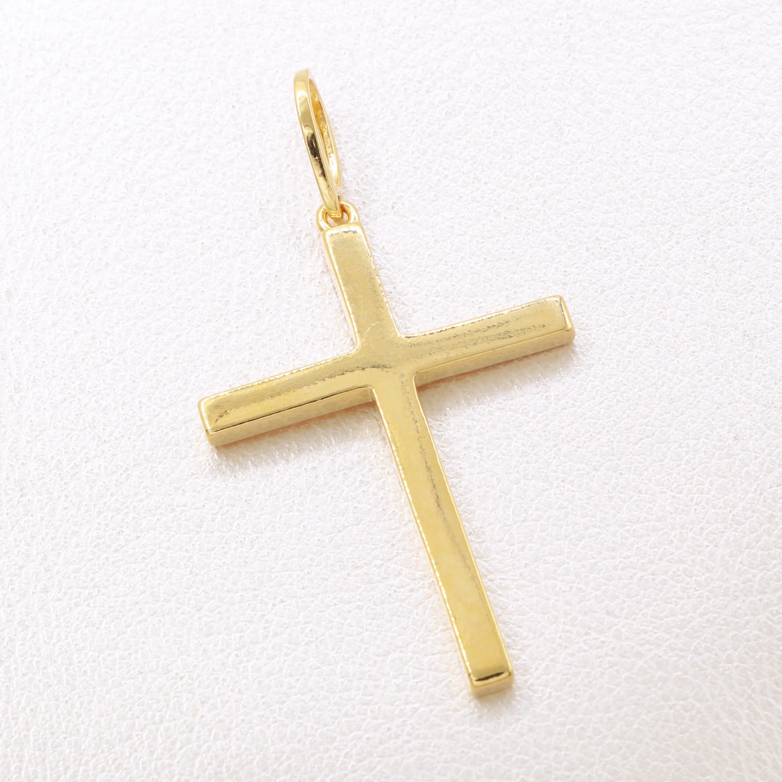 Colgante cruz lisa grande oro laminado 18k