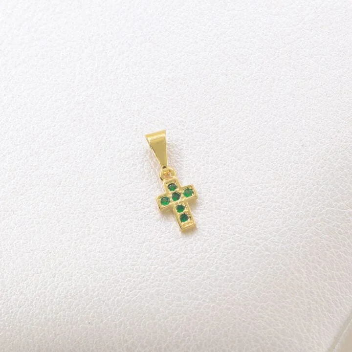 Colgante mini cruz circonias oro laminado 18k