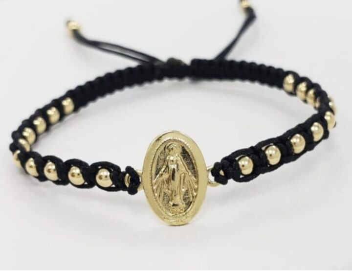 Brazalete virgen milagrosita oro laminado 18k