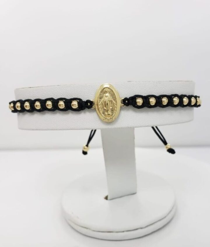 Brazalete virgen milagrosita oro laminado 18k