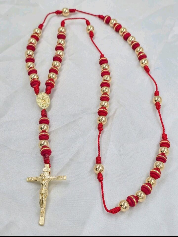 Rosario artesanal de oro laminado 18k