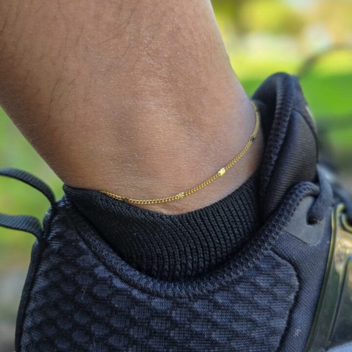 Tobillera cubana destellos sol oro laminado 18k - Imagen 3