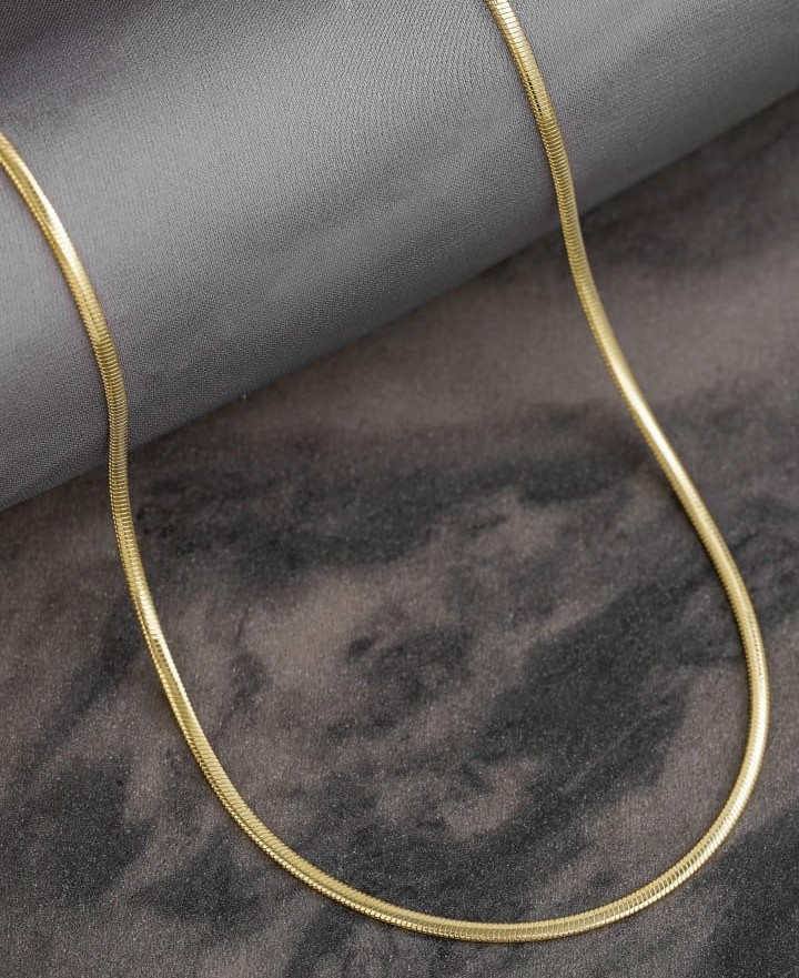 Cadena Tejido Piel de Serpiente Semi delgada Oro Laminado 18k