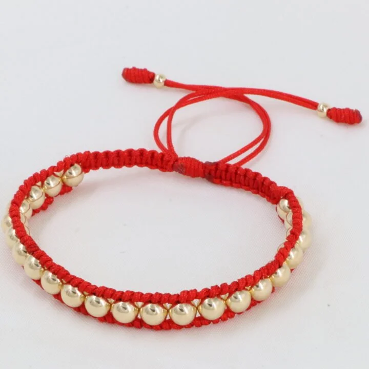 Brazalete tejido tubular oro laminado 18k