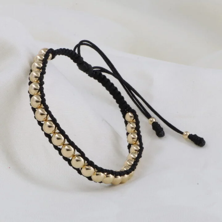 Brazalete tejido tubular oro laminado 18k