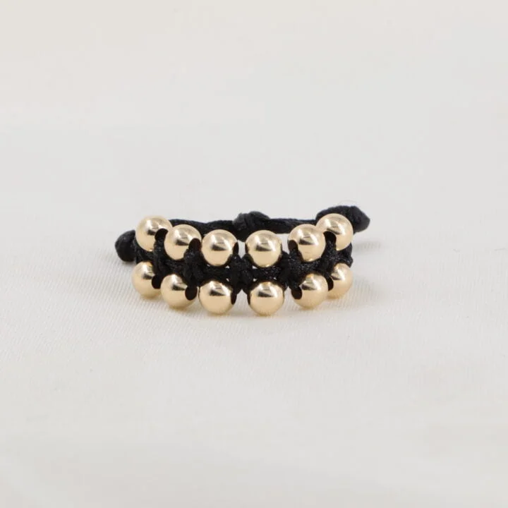 Anillo doble balín macramé oro laminado 18k