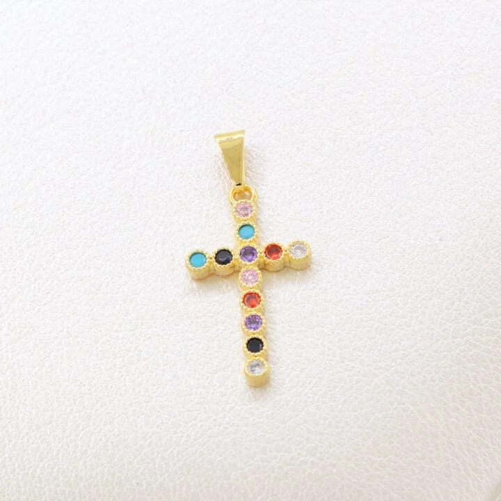 Colgante Cruz Colors oro laminado 18k