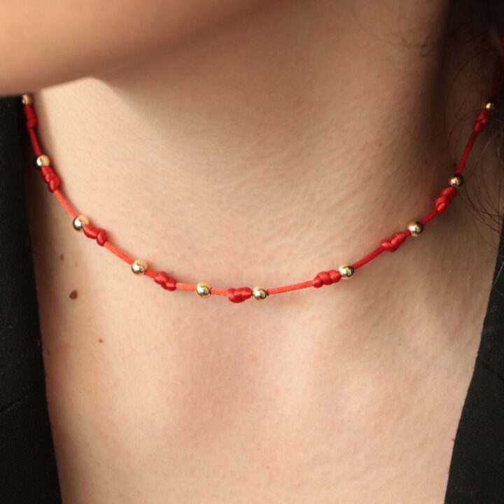 Choker Gargantilla Rojo Oro laminado 18k