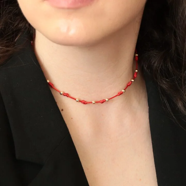 Choker Gargantilla Rojo Oro laminado 18k