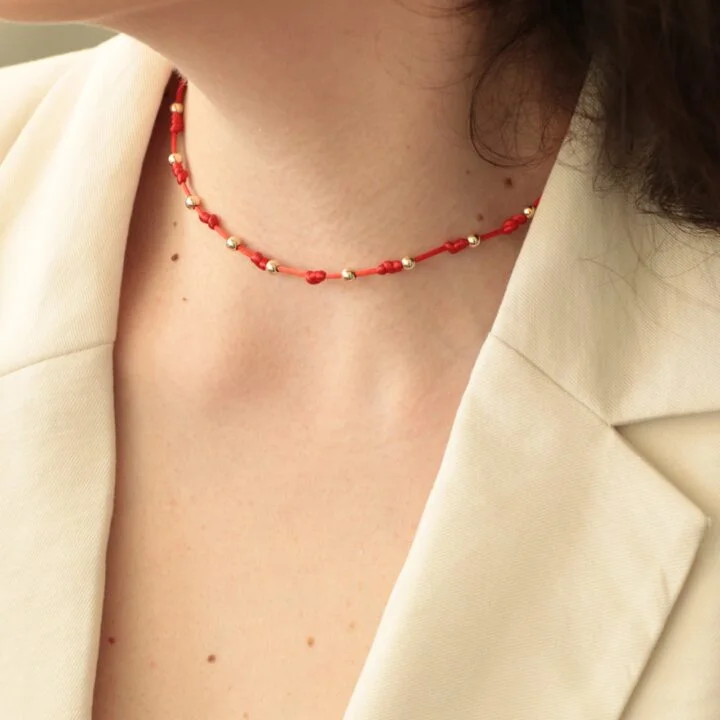 Choker Gargantilla Rojo Oro laminado 18k