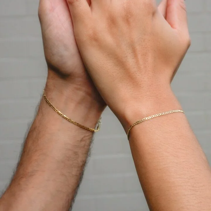 Pulsera tejido escalera clásica oro laminado 18k