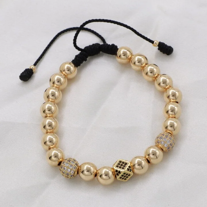 Brazalete con hexágono oro laminado 18k