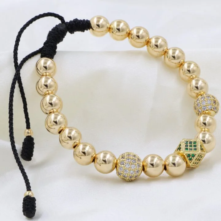 Brazalete con hexágono oro laminado 18k