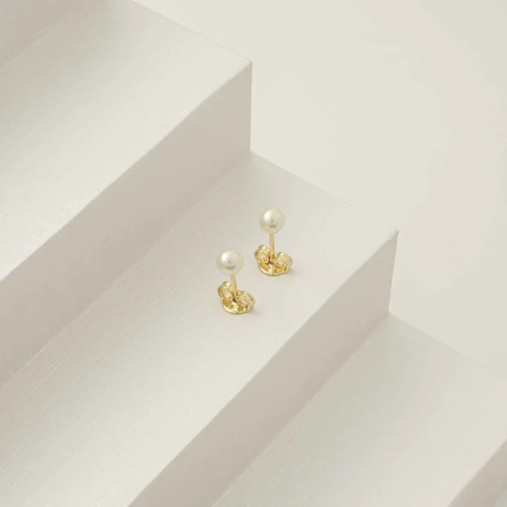 Aros topos perla mini oro laminado 18k