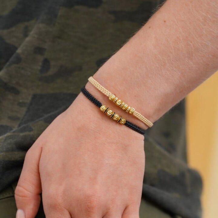 Brazalete Tejido Macramé Oro Laminado 18K