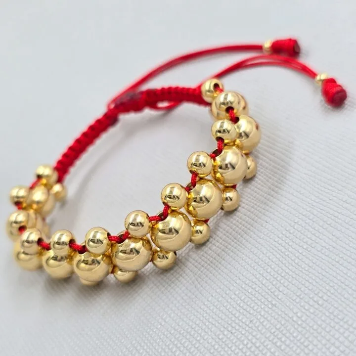 Brazalete Negro con Balin Liso Oro Laminado 18k - Imagen 4