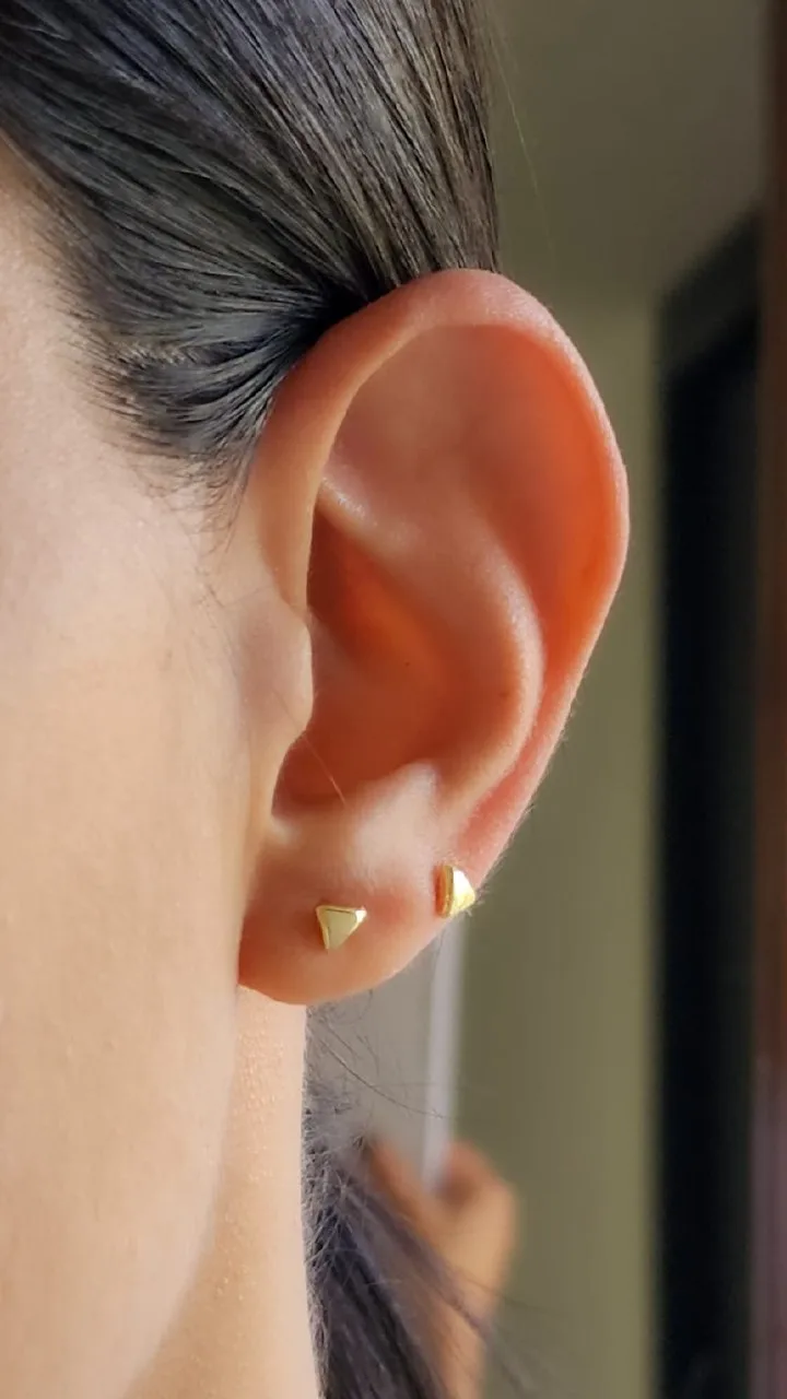 Aros Topos Triangulos Mini Oro Laminado 18k