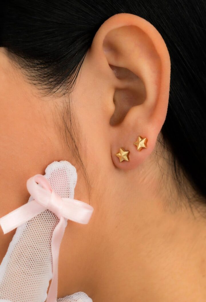 Aretes estrellas Mini Oro Laminado 18k