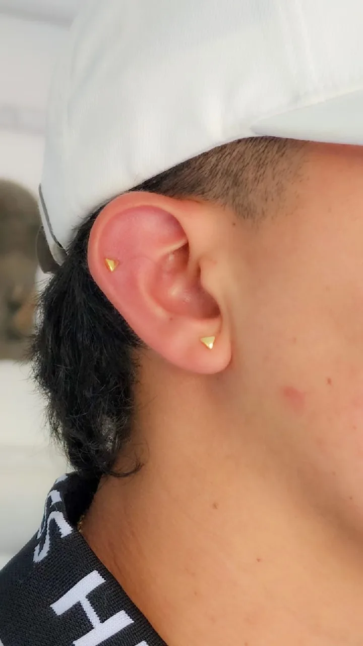 Aros Topos Triangulos Mini Oro Laminado 18k
