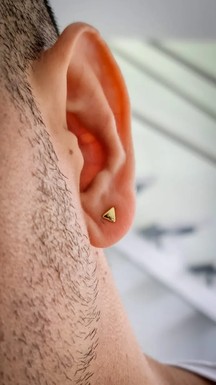 Aros Topos Triangulos Mini Oro Laminado 18k