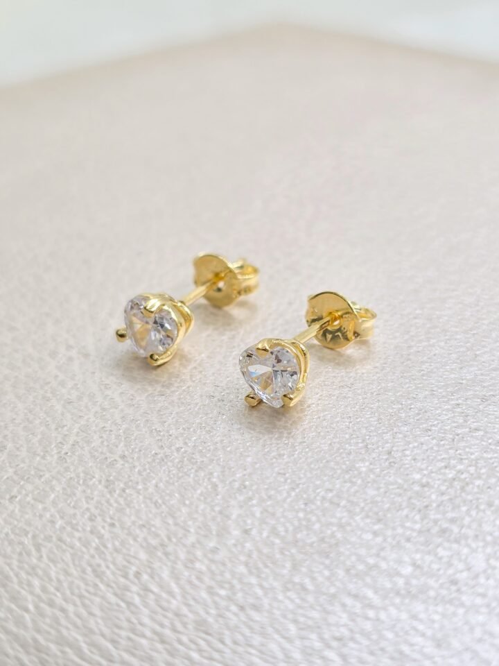 Aros topos corazon oro laminado 18k