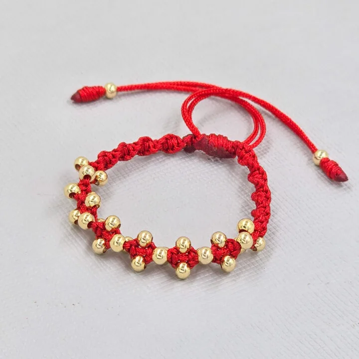 Brazalete Tejido Rojo Oro Laminado 18k