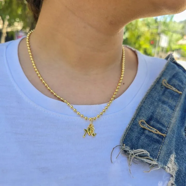 Cadena Militar Y Colgante Tres Gracias En Oro Laminado 18k - Imagen 2
