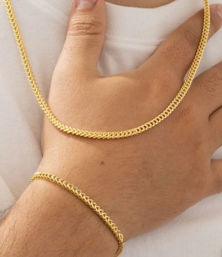 Cadena Tejido Franco Oro Laminado 18k - Imagen 3