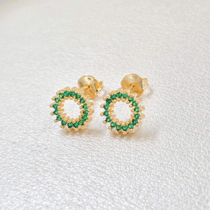 Arete Rainbow Verde Oro Laminado 18k