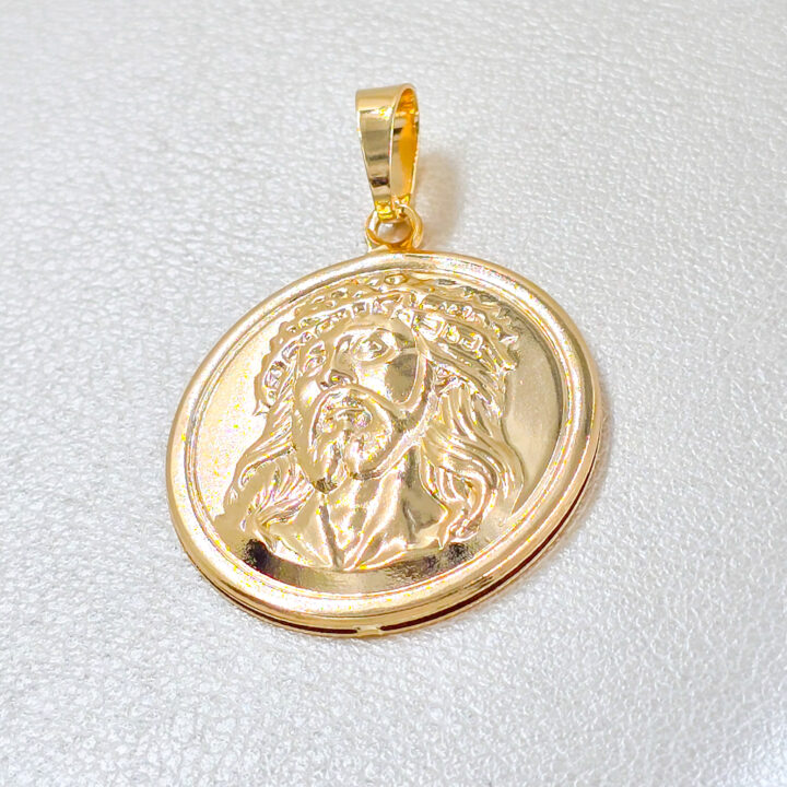 Colgante Medalla Cristo Oro Laminado 18k