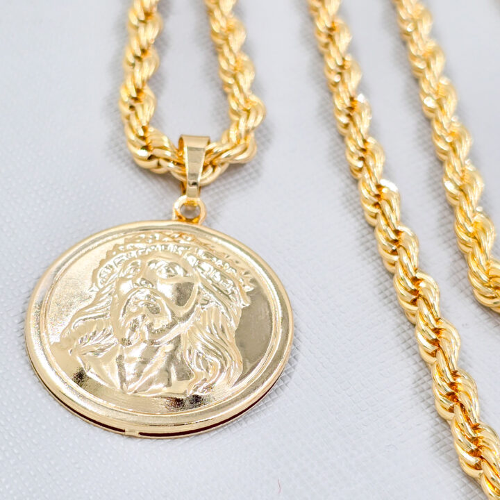 Colgante Medalla Cristo Oro Laminado 18k