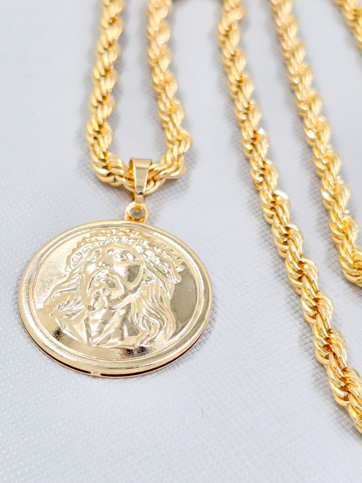 Colgante Medalla Cristo Oro Laminado 18k