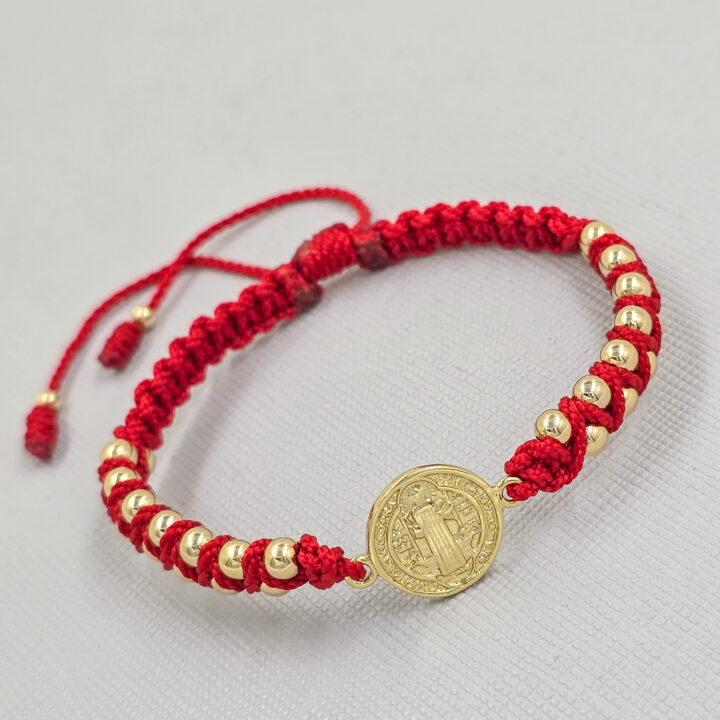 Pulsera San Benito Cruzado Oro Laminado 18k